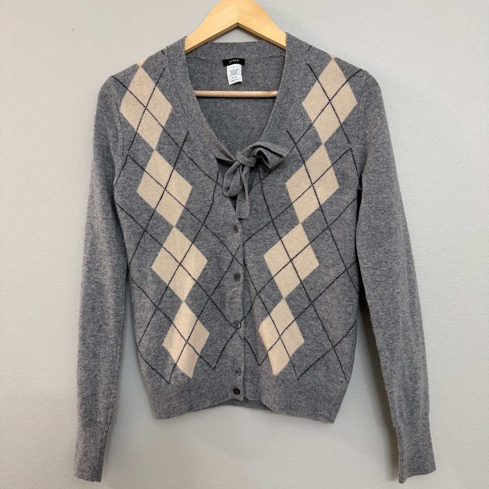 J. Crew Merino Wool Blend Argyle Cardigan